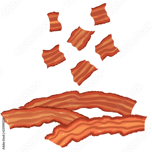 Vector painterly set of bacon, cooked and bits.