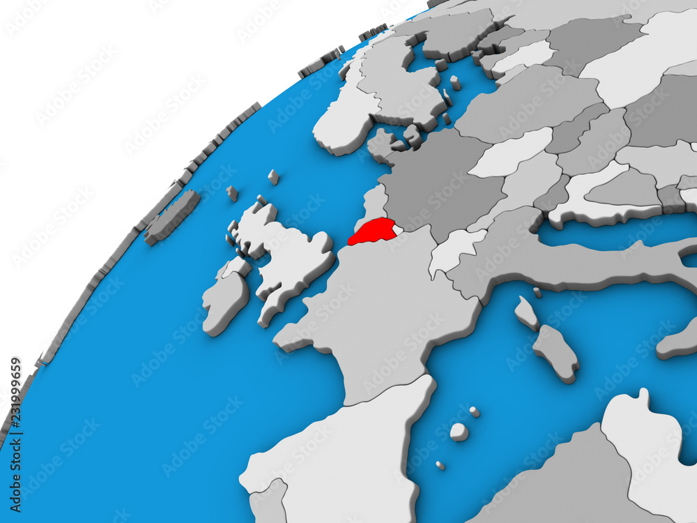Obraz premium Belgium on 3D globe.