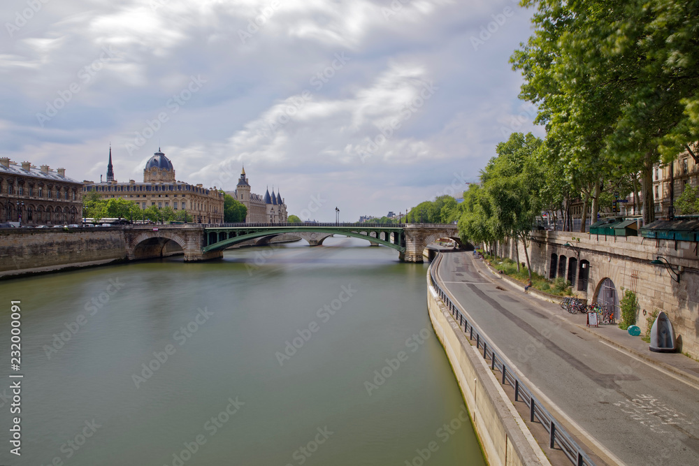 Paris, France - May 25, 2018: Castle Conciergerie - former royal palace and jail. Conciergerie located on the west of the Cite Island and today it is part of larger complex known as courthouse