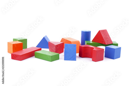 Colorful wood blocks with various shape.