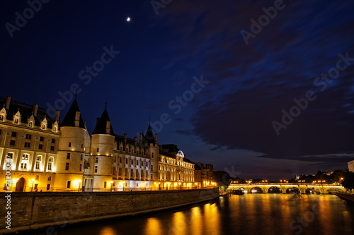 Paris  France - May 20  2018  The Pont au Change  bridge over river Seine and the Conciergerie  a former royal palace and prison in Paris