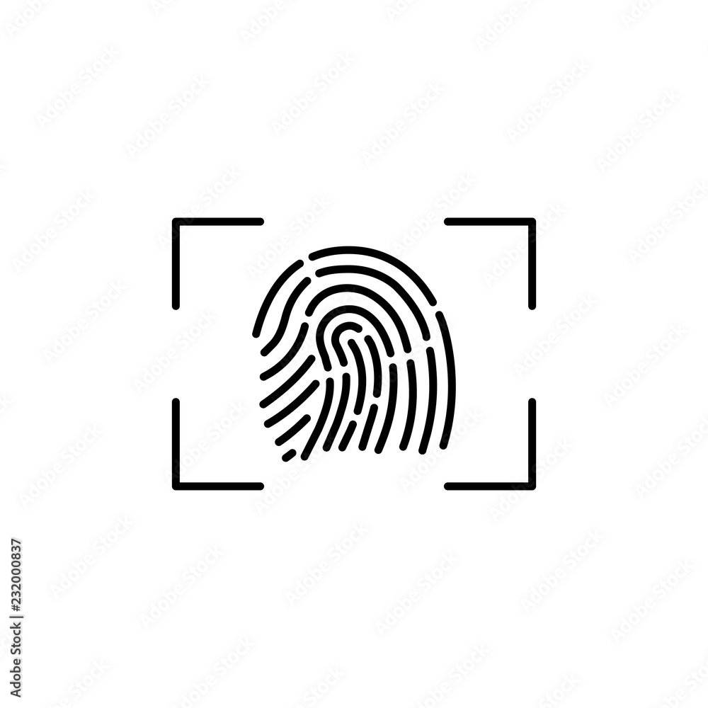 fingerprint scanner line black icon on white background fingerprint scanner line black icon on white background