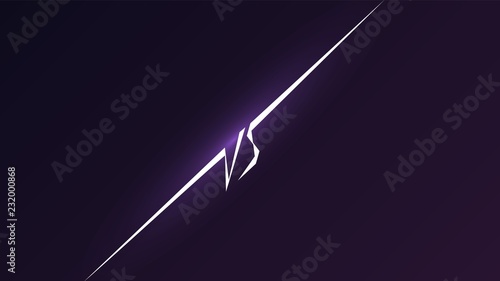 Neon vs sign. Versus letters background for game, battle, competition, sport, match and fighting. Blue - purple color.