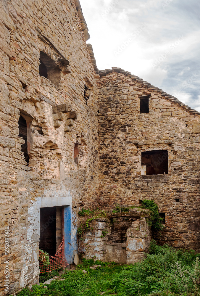 House in ruins in Gillue a village in the Pyrenees mountains