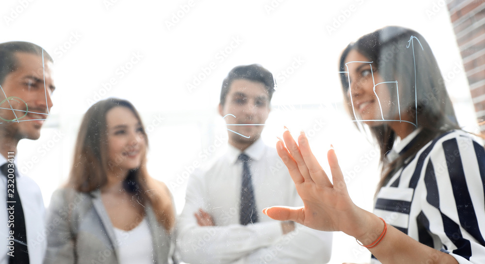 business team discussing a new presentation, business team discussing a new presentation,