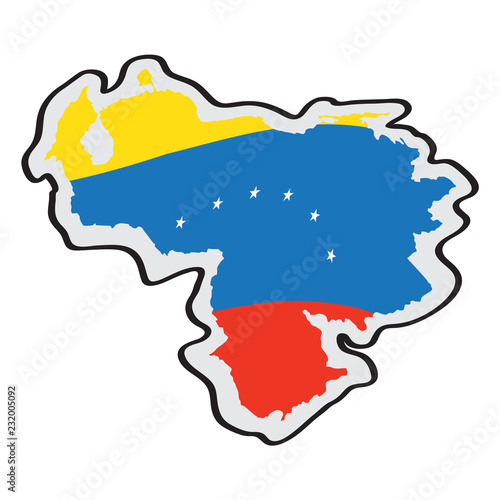 Map of Venezuela with its flag. Vector illustration design