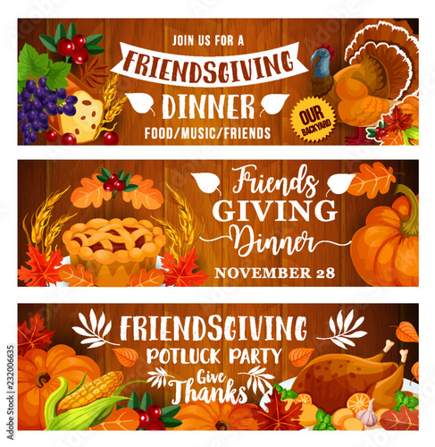 Thanksgiving dinner or Friendsgiving potluck party