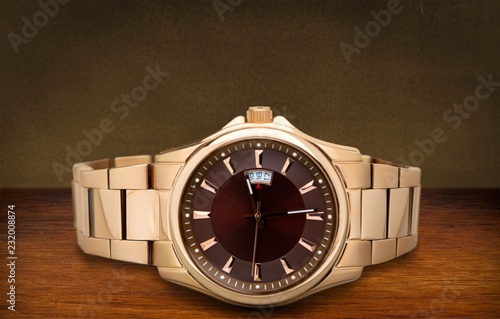 Men's mechanical watch on background