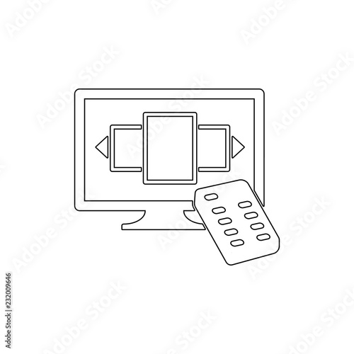 TV And Remote control icon. Element of media for mobile concept and web apps illustration. Thin line icon for website design and development, app development photo
