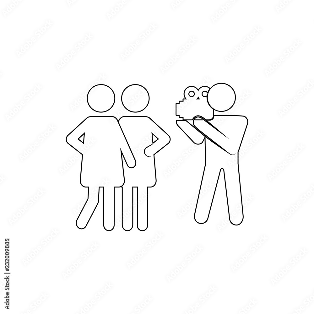 cameraman with models icon. Element of media for mobile concept and web apps illustration. Thin line icon for website design and development, app development cameraman with models icon. Element of media for mobile concept and web apps illustration. Thin line icon for website design and development, app development