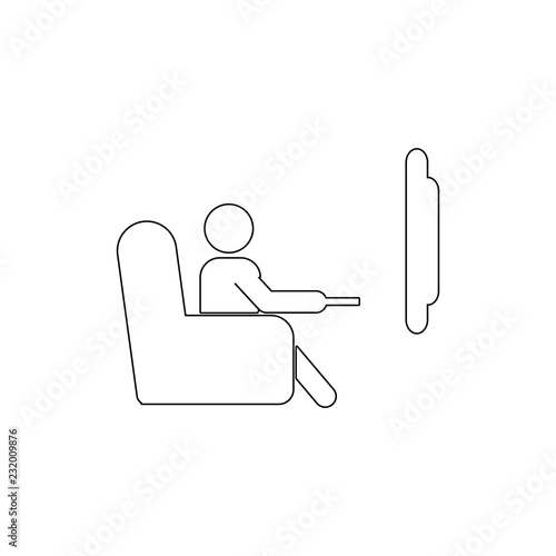 The man is watching TV icon. Element of media for mobile concept and web apps illustration. Thin line icon for website design and development, app development