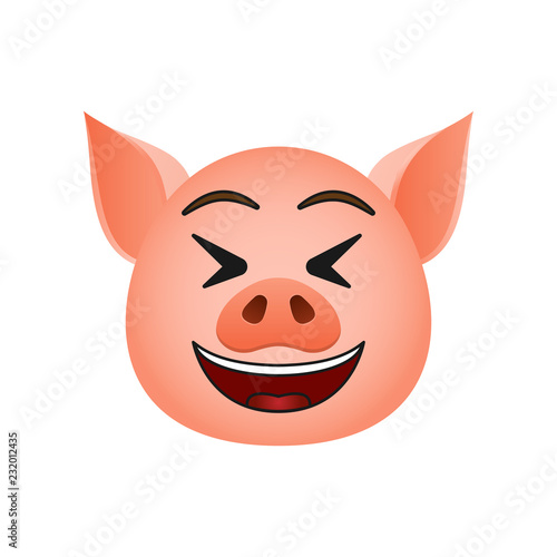 Pig in mockery emoji icon. Element of new year symbol icon for mobile concept and web apps. Detailed Pig in mockery emoji icon can be used for web and mobile