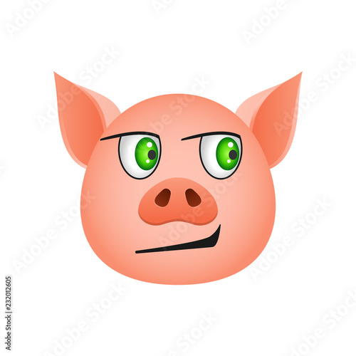 Pig in indifference emoji icon. Element of new year symbol icon for mobile concept and web apps. Detailed Pig in indifference emoji icon can be used for web and mobile