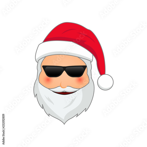 Emoji Santa Claus. Winter Holidays Emoticon. Santa Clause in cool in sunglasses emoji icon