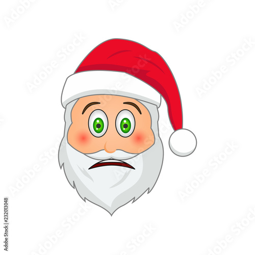 Emoji Santa Claus. Winter Holidays Emoticon. Santa Clause in surprised emoji icon