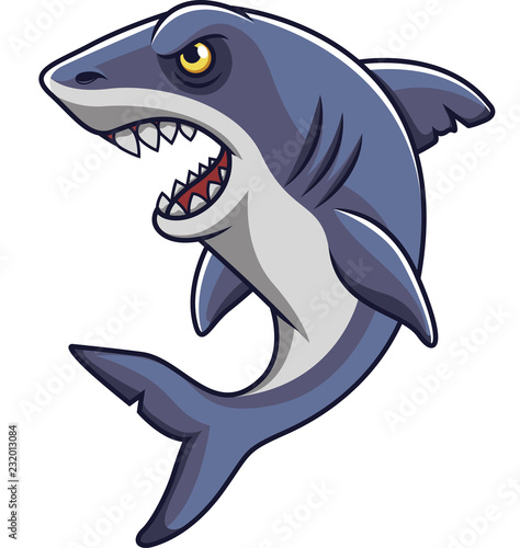 Cartoon angry shark mascot