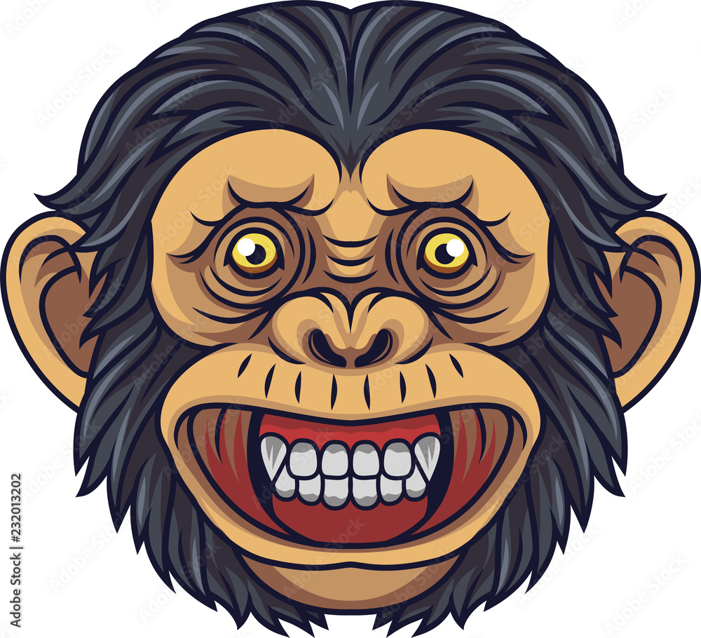 Cartoon Chimpanzee Head Mascot