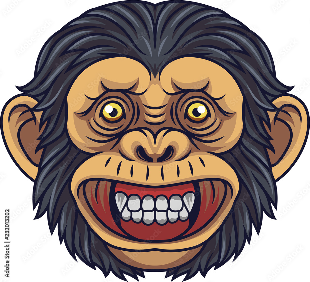 Obraz premium Cartoon Chimpanzee Head Mascot