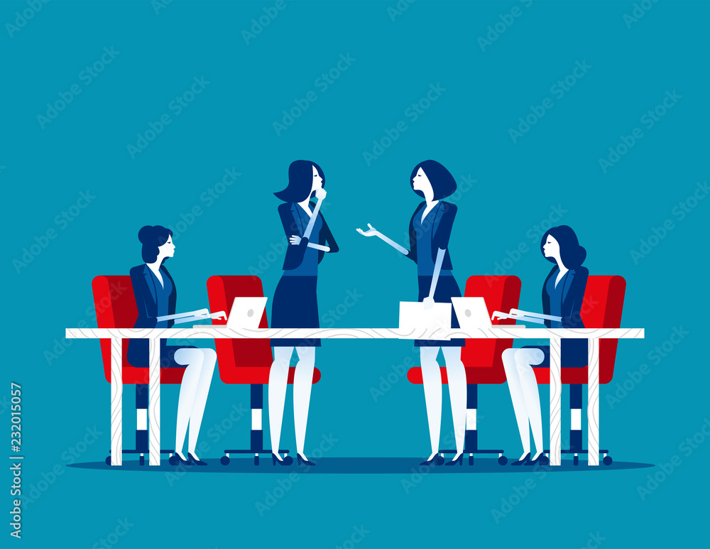 Business meeting. Group of company strategy conference. Concept business vector illustration, Team meeting, Members, Discussion, Flat business cartoon. Stock Vector | Adobe Stock Business meeting. Group of company strategy conference. Concept business vector illustration, Team meeting, Members, Discussion, Flat business cartoon. Stock Vector | Adobe Stock