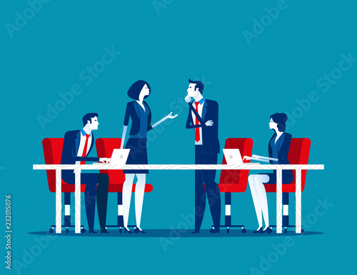 Business meeting. Group of company strategy conference. Concept business vector illustration, Team meeting, Members, Discussion, Flat business cartoon.