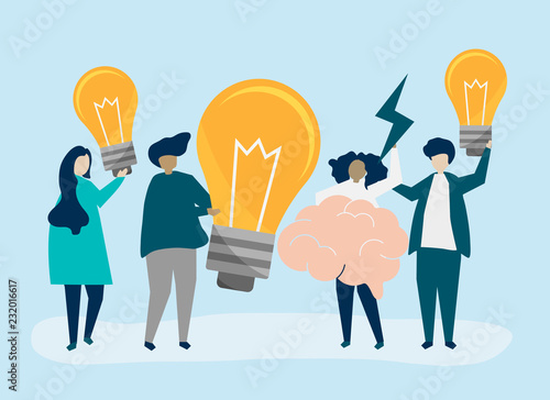 Character illustration of people with creative ideas icons