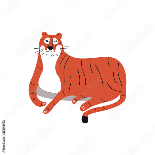 Fototapeta Naklejka Na Ścianę i Meble -  Cute wild tiger cartoon illustration