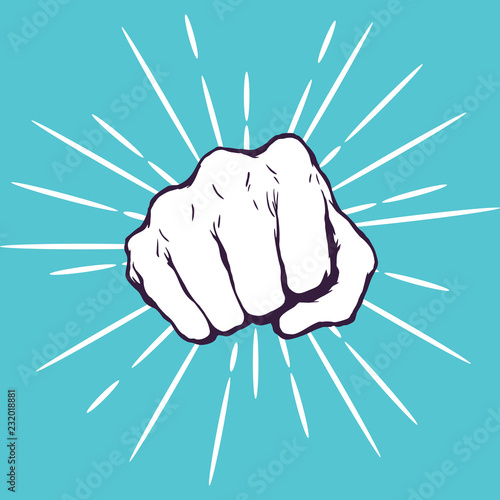 Punching fist hand vector 