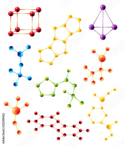 Vector molecule structure model sign, Molecules in chemistry science for laboratory ideas concept