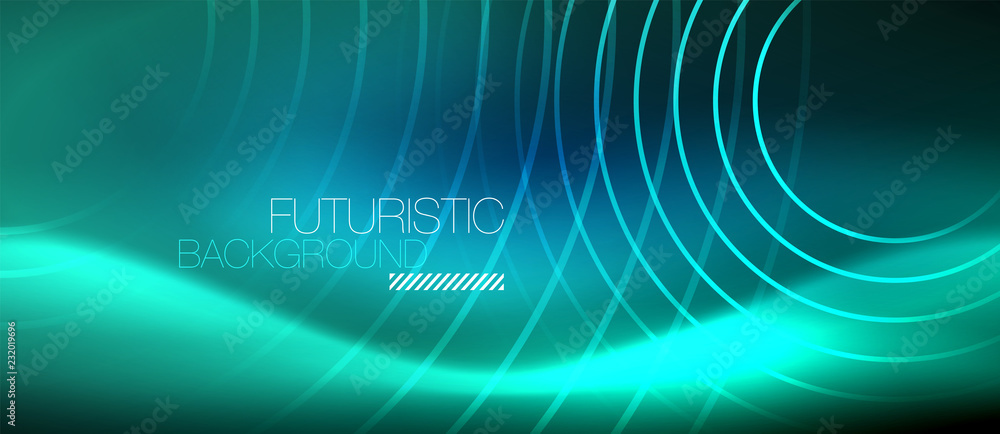 Neon glowing circles background Neon glowing circles background