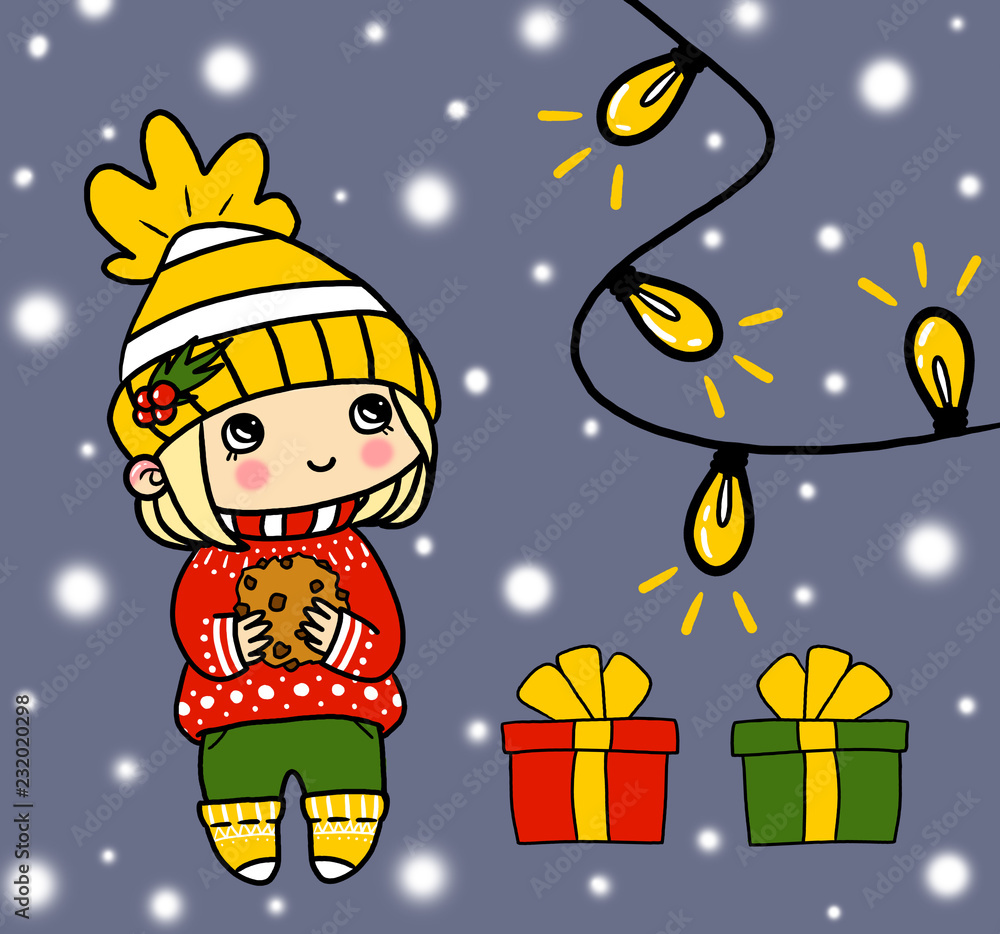 Naklejka premium Merry christmas winter celebration card