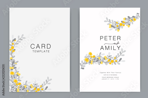 Wedding Invitation, floral invite thank you, rsvp modern card Design flower and leaf  branches decorative Vector elegant rustic template