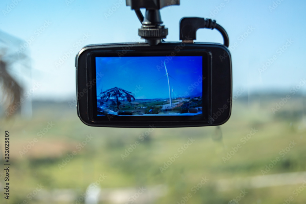 Wind turbine photos on camera in car. Wind turbine photos on camera in car.