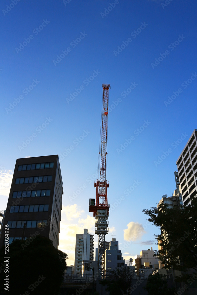 Crane standing at construction site