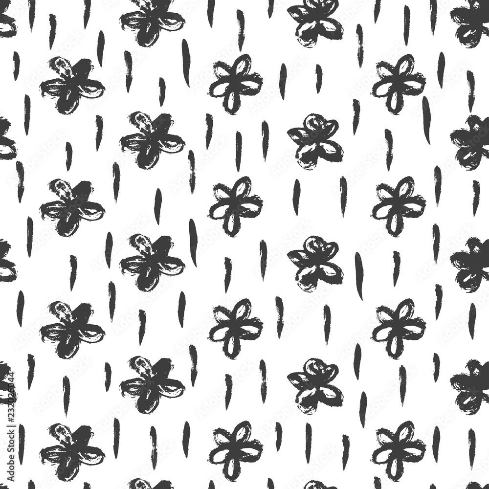 Vector floral pattern in doodle style