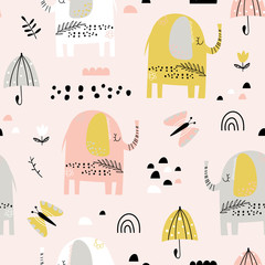 Crédence de cuisine Éléphant patrons Éléphants mignons motif répété enfant  © rosypatterns