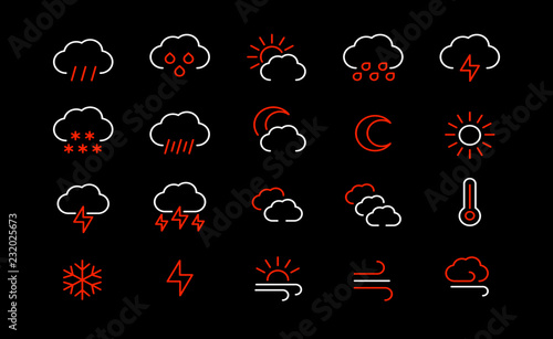 weather line icons. vector linear icon set.