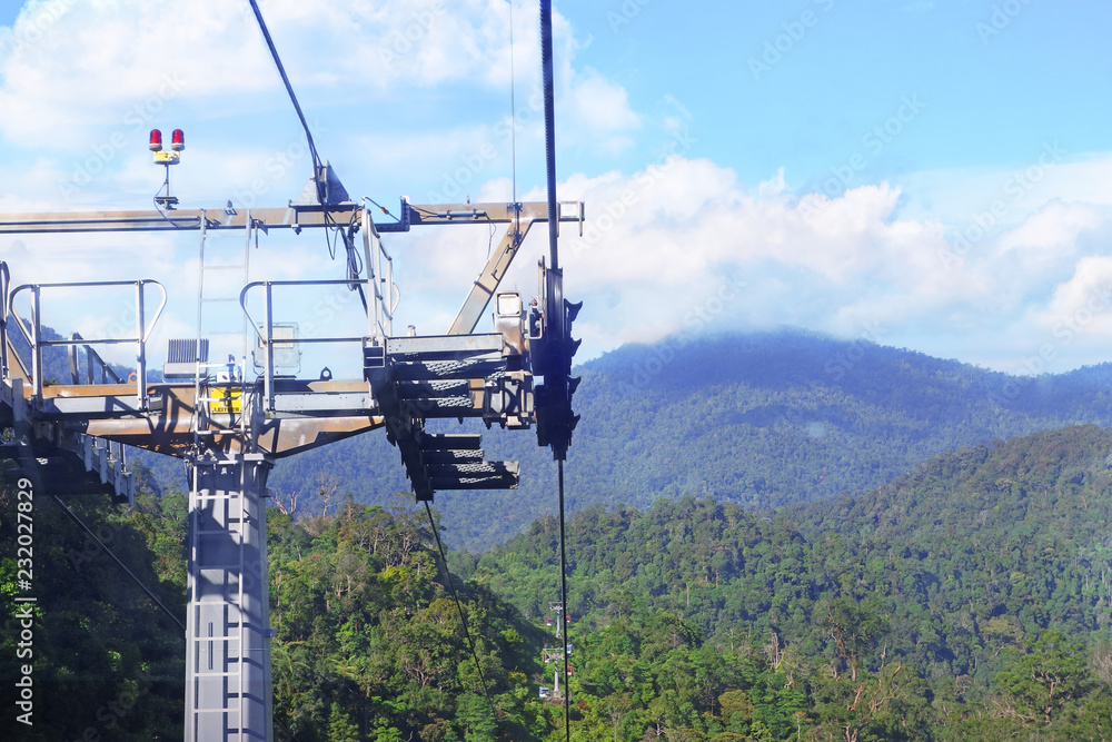 GENTING HIGHLANDS, MALAYSIA - DECEMBER 21 : Tourists travel on cable car of Genting Skyway. It is a gondola lift connecting Gohtong Jaya and Genting Highland.