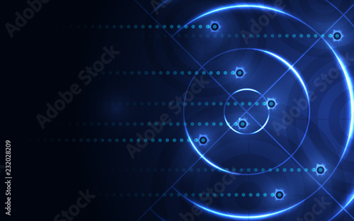Abstract blue target, shooting range on black background. Vector isolated template for business goal. Shooting target success solutions concept.
