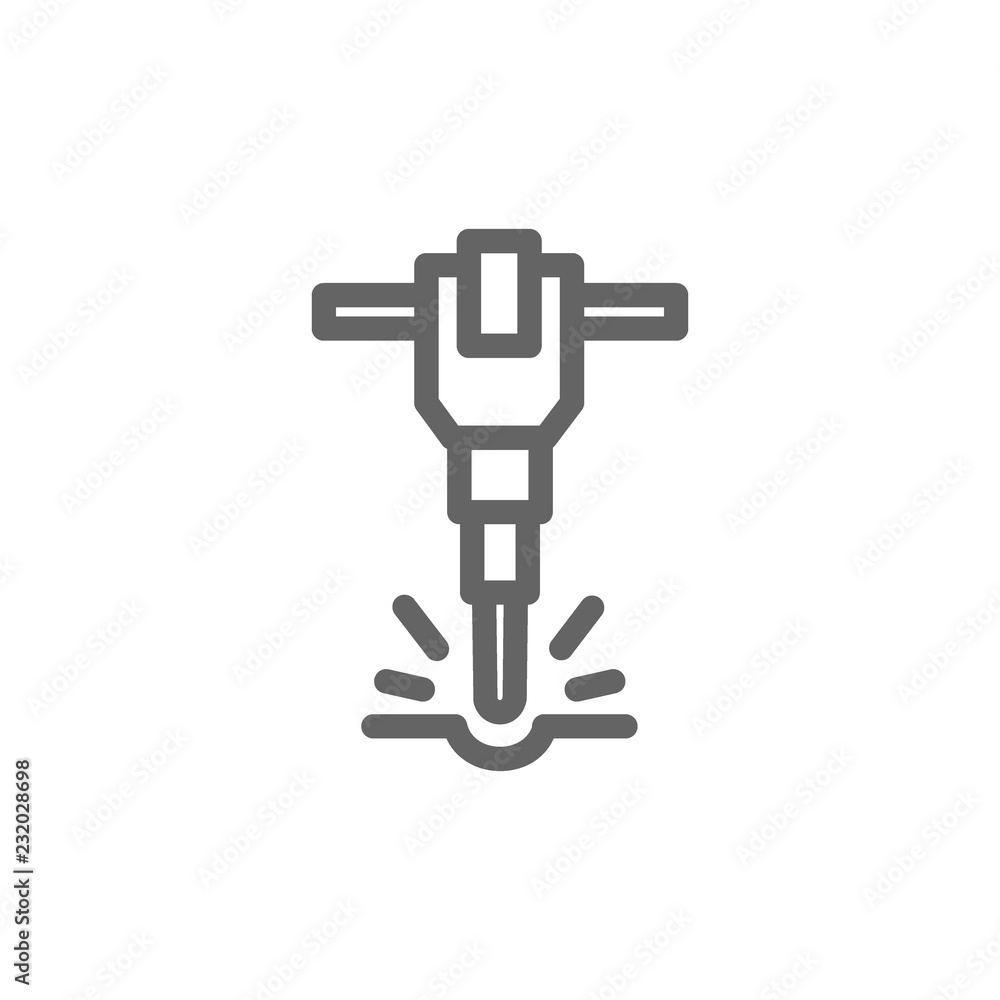 Simple jackhammer line icon. Symbol and sign illustration design. Isolated on white background Simple jackhammer line icon. Symbol and sign illustration design. Isolated on white background