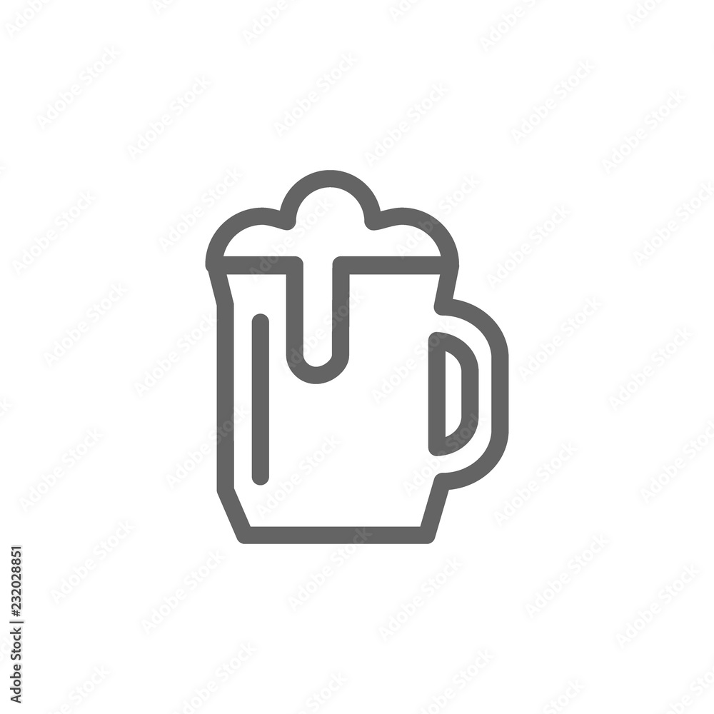 Simple beer mug line icon. Symbol and sign illustration design. Isolated on white background