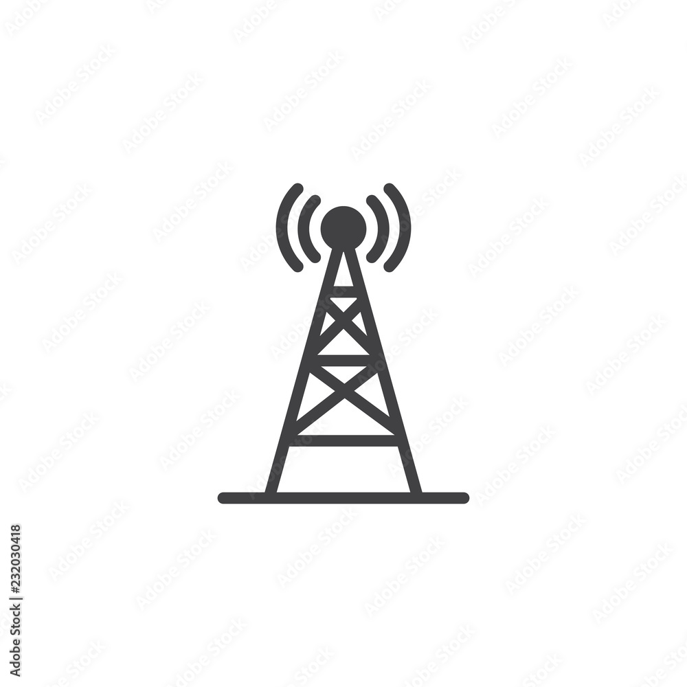 Vecteur Stock Radio antenna wireless vector icon. filled flat sign