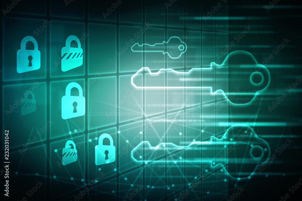 2d illustration Safety concept: Closed Padlock on digital background 2d illustration Safety concept: Closed Padlock on digital background