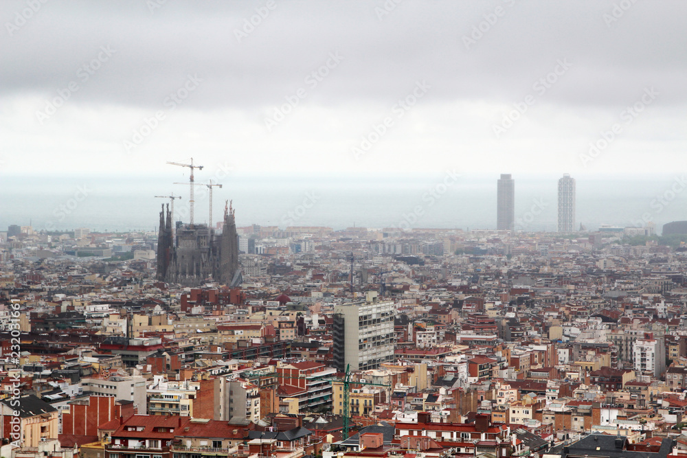 A panoramic view of Barcelona from Guell Park A panoramic view of Barcelona from Guell Park
