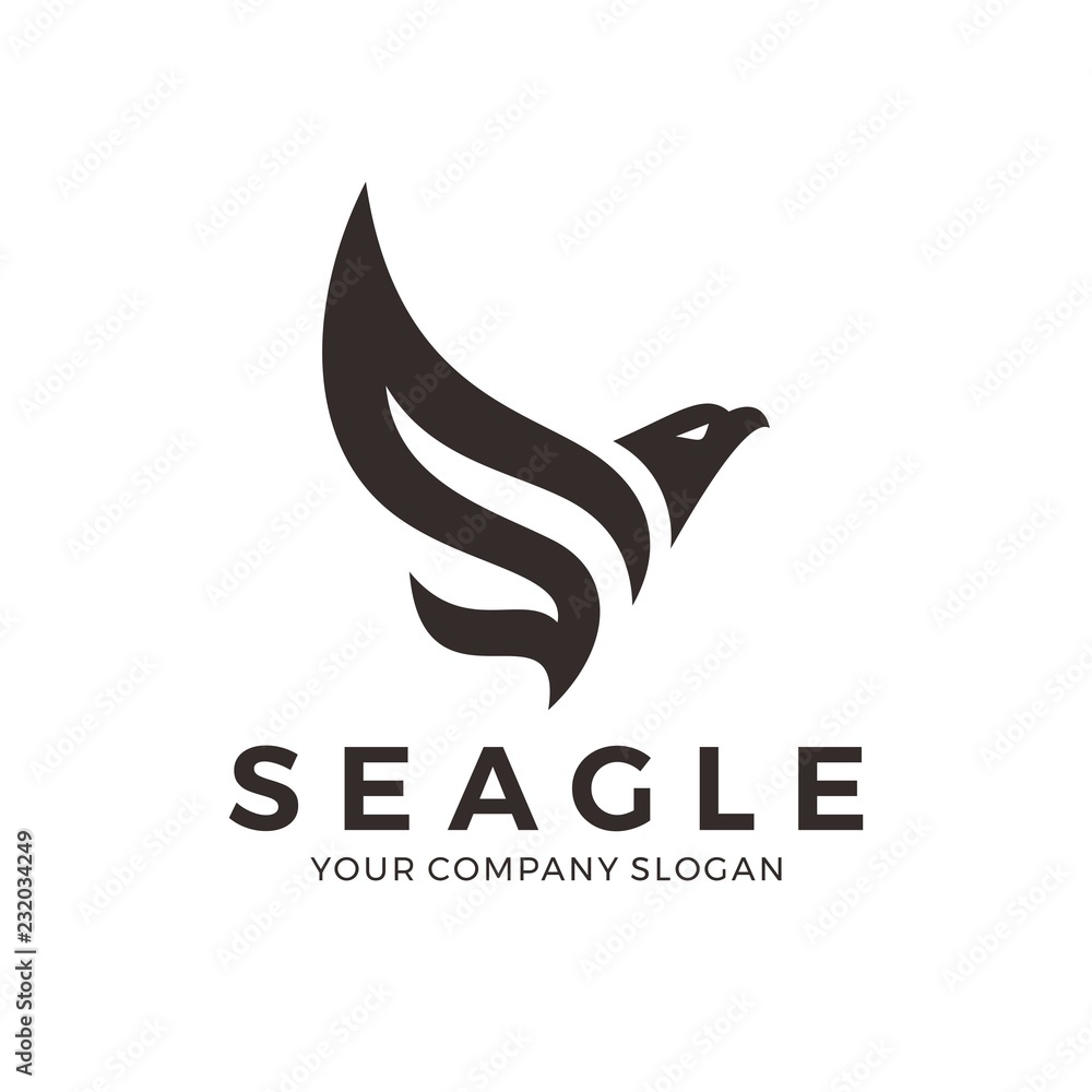 Eagle, falcon, bird logo design with letter S Eagle, falcon, bird logo design with letter S