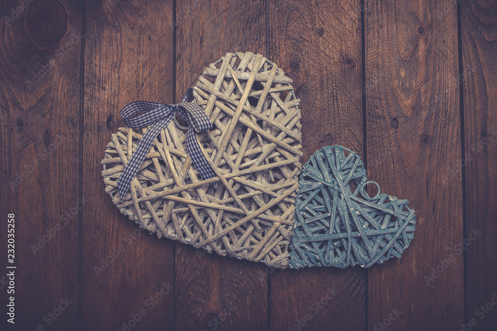 Heart shape on wooden table