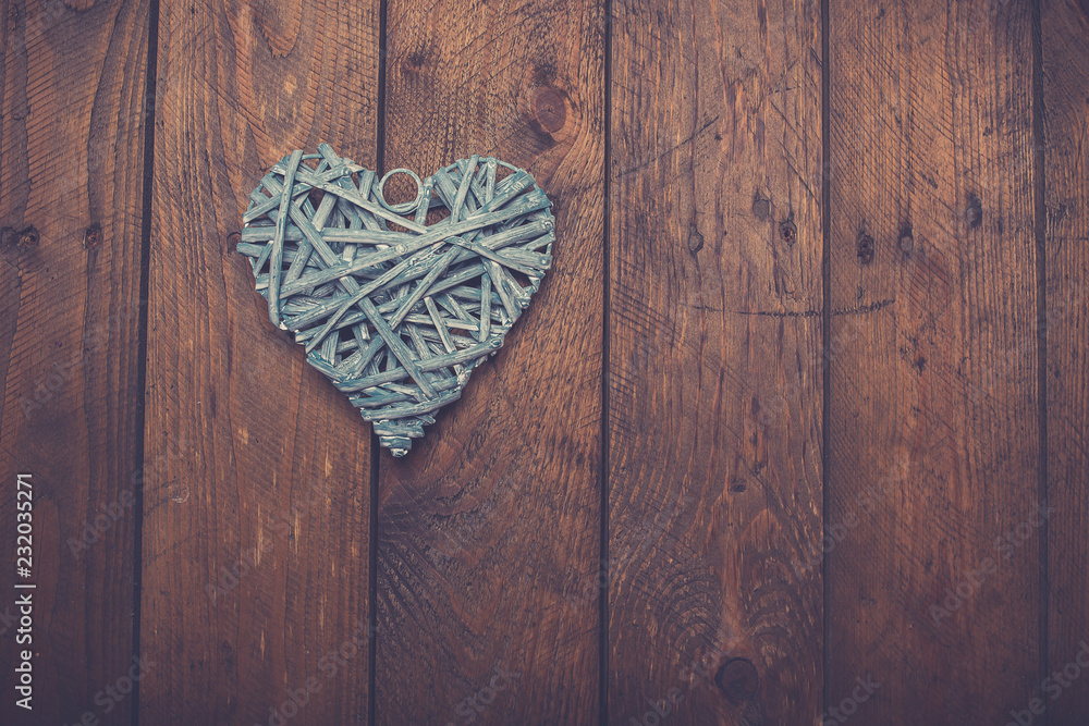 Heart shape on wooden table