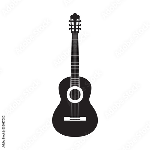 Vector illustration of guitar silhouette. Vector acoustic guitar