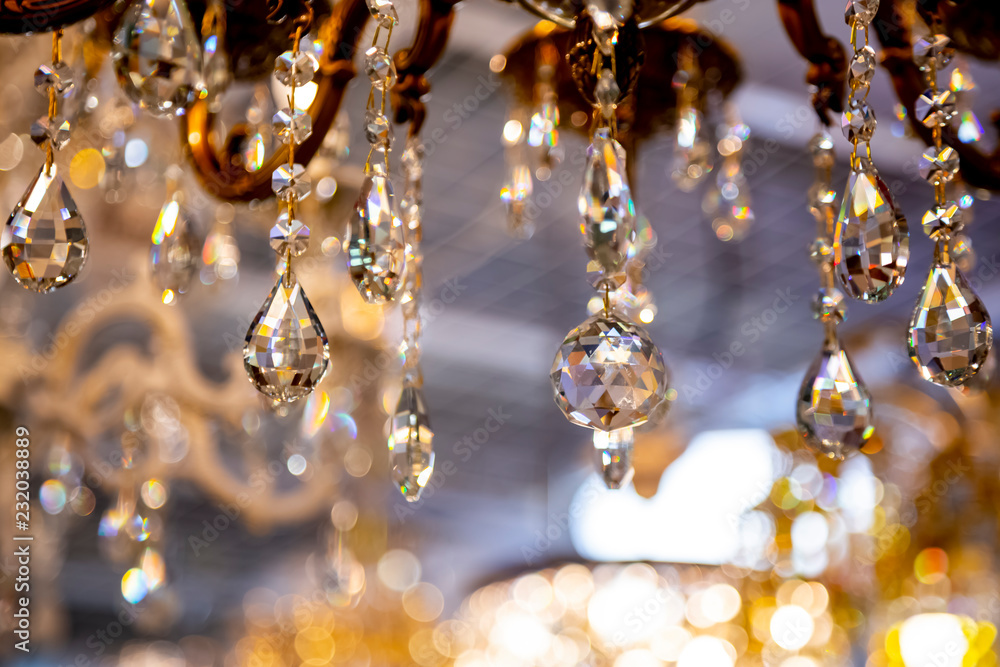 Crystals on the chandelier Crystals on the chandelier