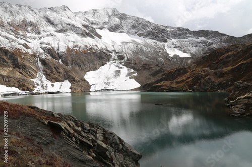 Amazing view of beautiful lake and glacier mountain