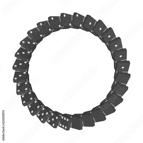 Circle of falling dominoes. Isolated on white background. Vector illustration.